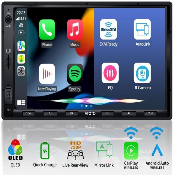 Other - NIB. Double Din Car Stereo/Wireless CarPlay & Android Auto, 7" QLED Screen